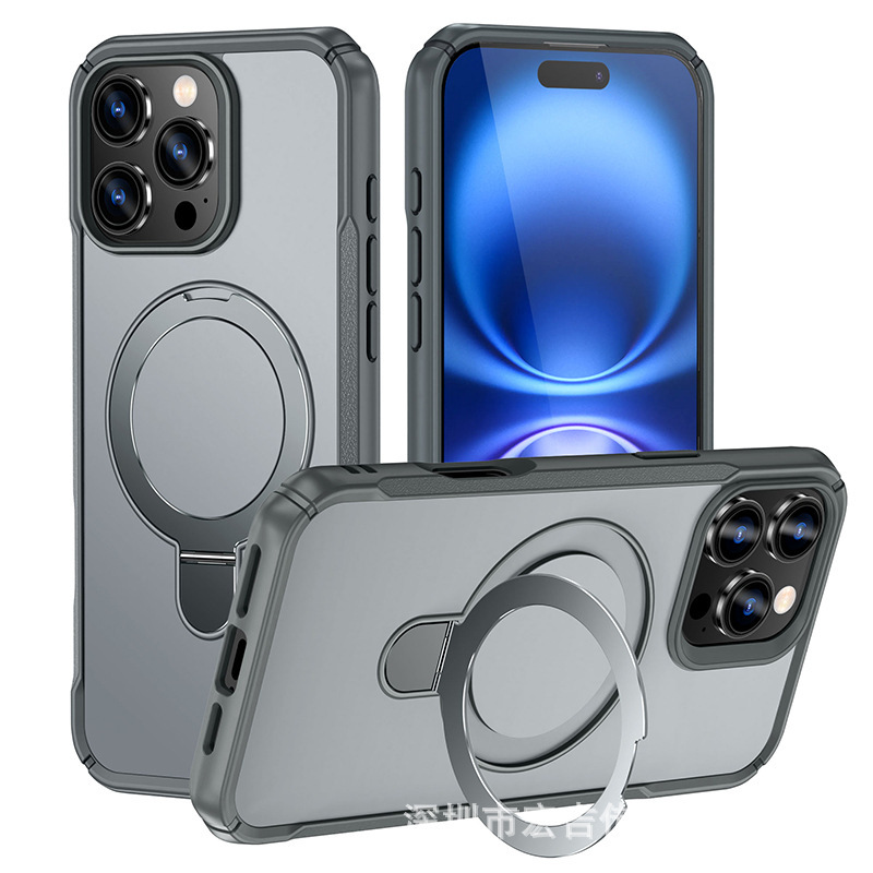iPhone17ProMaxに適した新モデル、ミリタリーグッドマンスタンド、落下防止携帯電話ケース、Apple 16車載磁気保護カバー|undefined