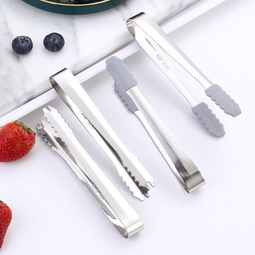 304 stainless steel thickened ice clip food grade silicone mini ice clip sugar clip bar ice tongs ice grain clip