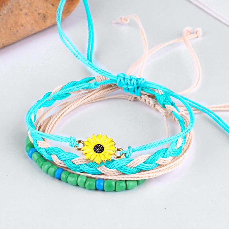 Simple Style Starfish Flower Mixed materials Braid Womenu0027S Bracelets 4 Pieces
