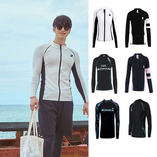 Wetsuit Swimsuit Men's Sun Protection Long-Sleeved Zipper Top Quick-Drying Warm Surfing Suit Seaside Beach Drifting Jellyfish Suit