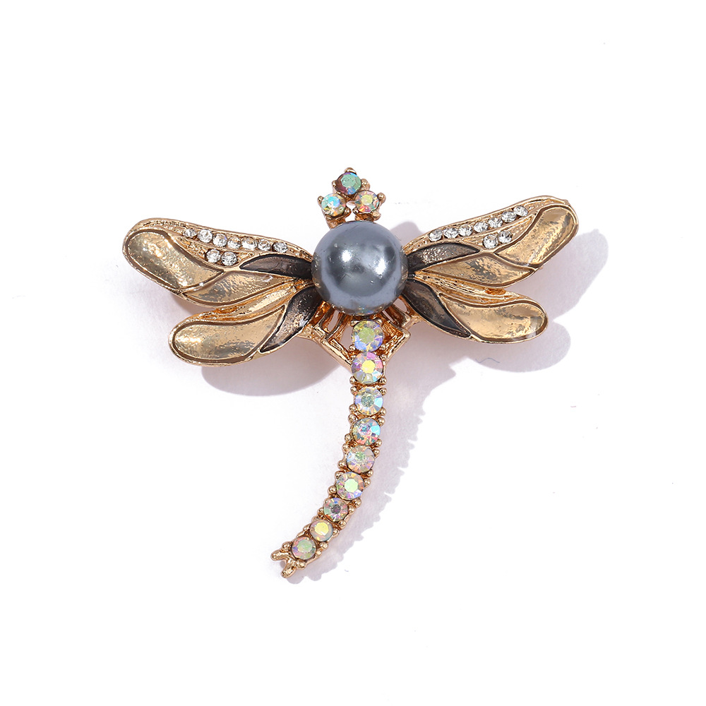 Daily, Street Occasion Retro Pin Dragonfly Alloy Enamel Inlay Zircon Women'S Brooches
