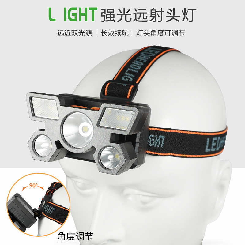 Transfronterizos mini faro de luz fuerte portátil faro de emergencia lámpara magnética USB carga lámpara de trabajo linterna montada en la cabeza