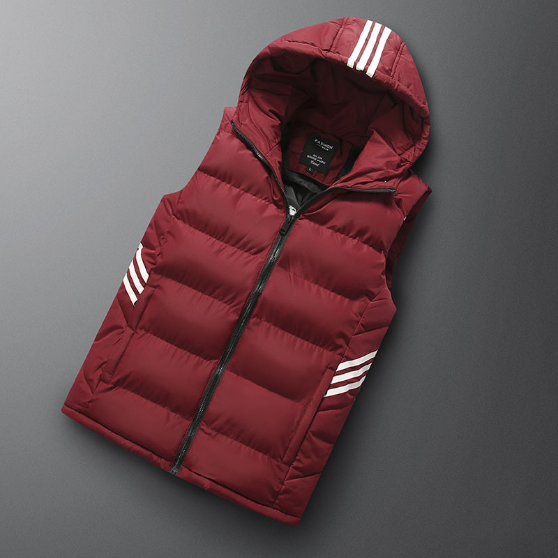 Autumn and Winter Vest Men's Hooded Down Cotton Waistcoat Vest Men's Plus Fat Plus plus size Jacket for Fat Man