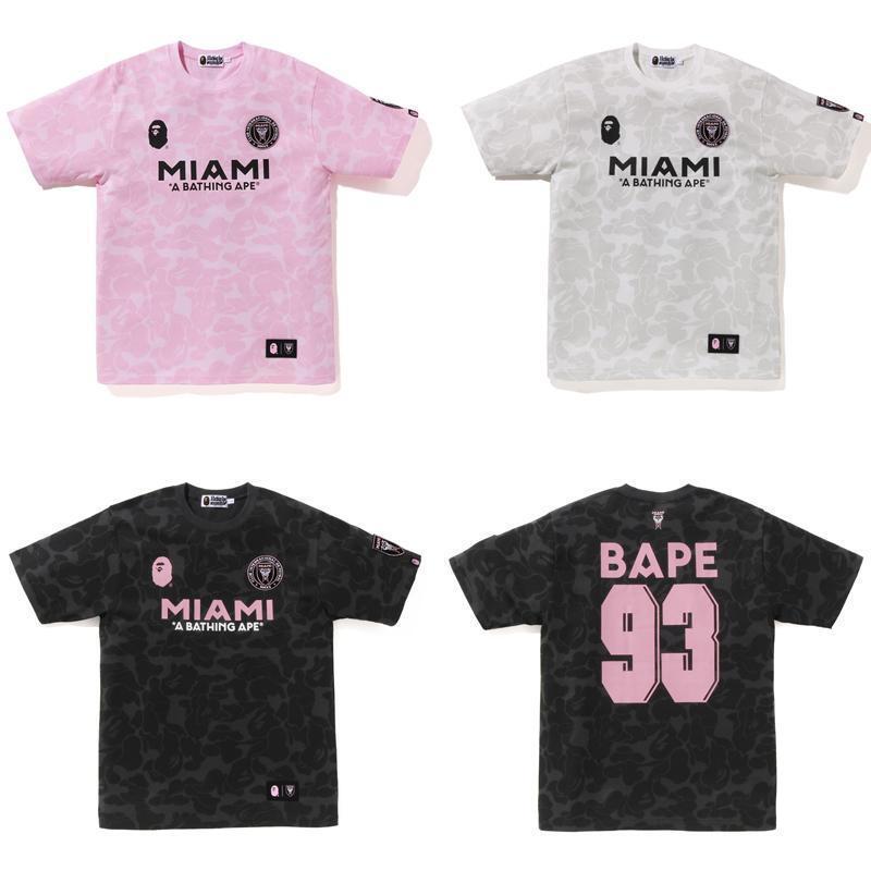 Japanese Trendy Brand Ape Miami International Collaboration Loose-Fitting Sports Camouflage Cotton Unisex Short-Sleeve T-Shirt Cross-Border