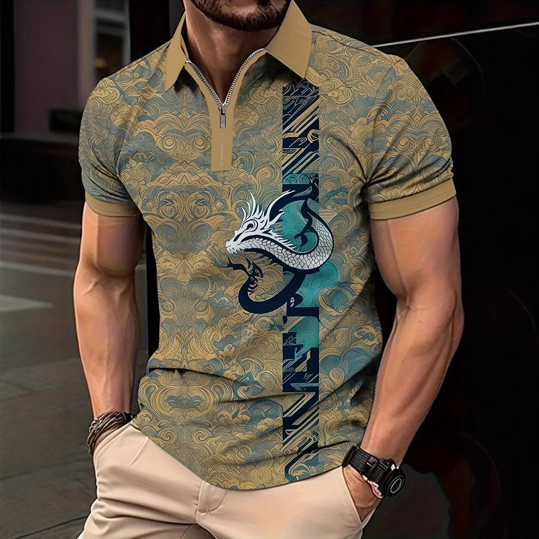 Ropa de hombre verano nueva tendencia tendencia suelta tendencia de moda alta calidad manga corta cremallera POLO camisa MB13