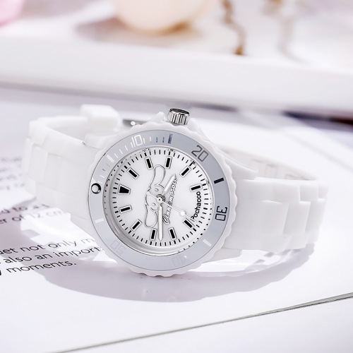 Cartoon Silicone White Pearls Dog Lulumi Analog Student Quartz Watch New Watch Wholesale