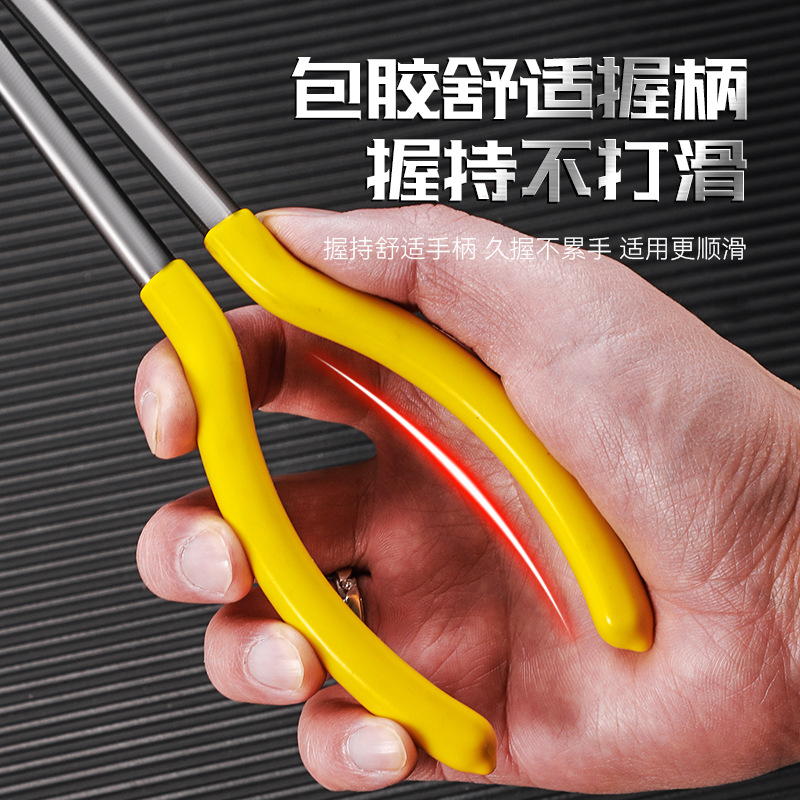 Alicates de punta de aguja de alta dureza con mango largo de estilo japonés Alicates de punta de aguja grandes de 11 pulgadas de acero multifuncional de grado industrial alargado