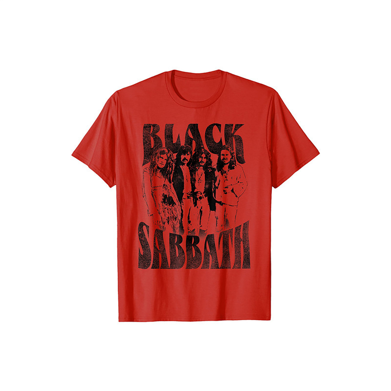 Black Sabbath Band Black Sabbath Metal Rock European and American Retro Red Loose Short-Sleeved T-Shirt for Men