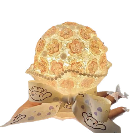 Girlish Heart Artificial Rose Handheld Flower Desktop Atmosphere Night Light 520 Qixi Festival Handmade DIY Ornament For_voghion.com