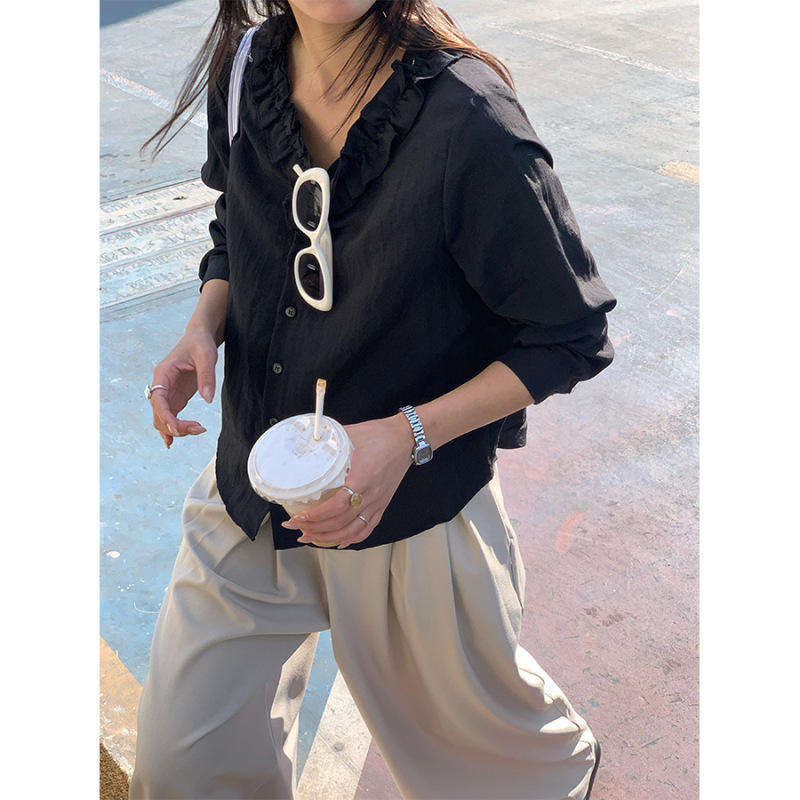 Huang Zheng French Style Fresh Style Lace V-Neck Long Sleeve Shirt Women's 2025 Spring Korean Shirt Cardigan Women's H1CH510193 Huang Zheng French Style Fresh Style Lace V-Neck Long Sleeve Shirt Women's 2025 Spring Korean Shirt Cardigan Women's H1CH510193