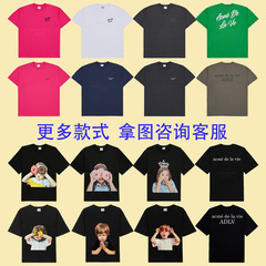 韓国潮牌ADLV半袖子供顔ドーナツ男女の子シリーズプリント綿tシャツoversize半袖