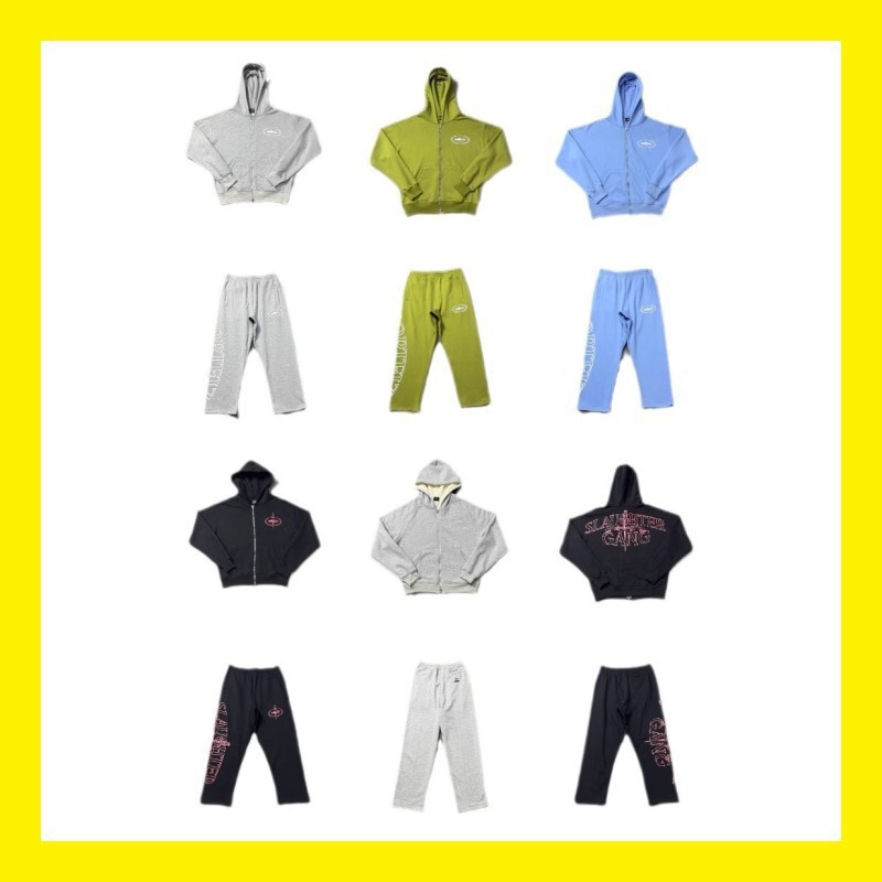 Corteiz American-Style Trendy Brand Alcatraz Zip-Up Hoodie Loose High Street Set Letter Print Sweatshirt and Pants for Men
