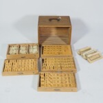 竹骨牌怀旧古董老式竹背骨制麻雀牌麻将带木箱144张说明书