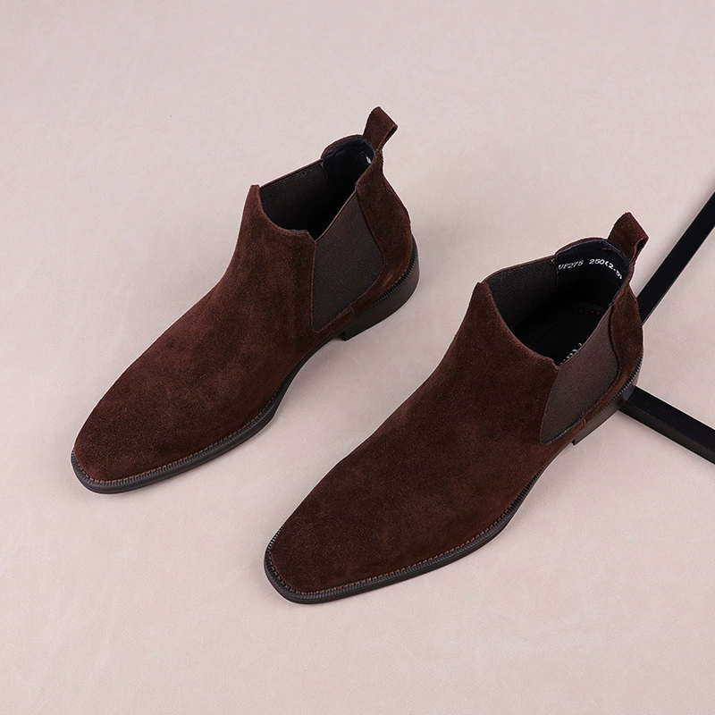 Мужские кожаные ботинки, высокие ботинки мужские, комплект ножек, замша, европейский стиль, рабочая одежда, размер 3