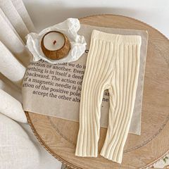Baby and children's unisex spring 2023 new rough ribbed long pants made of cotton and yarn, versatile pants