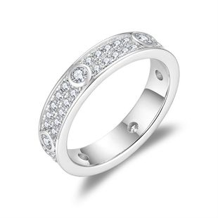 TK Cross-border Hot Selling Full Diamond Mosan Diamond Men's and Women's Row Ring S925 Silver Plated 18k Gold Wedding Ring Can Cross Drill Pen