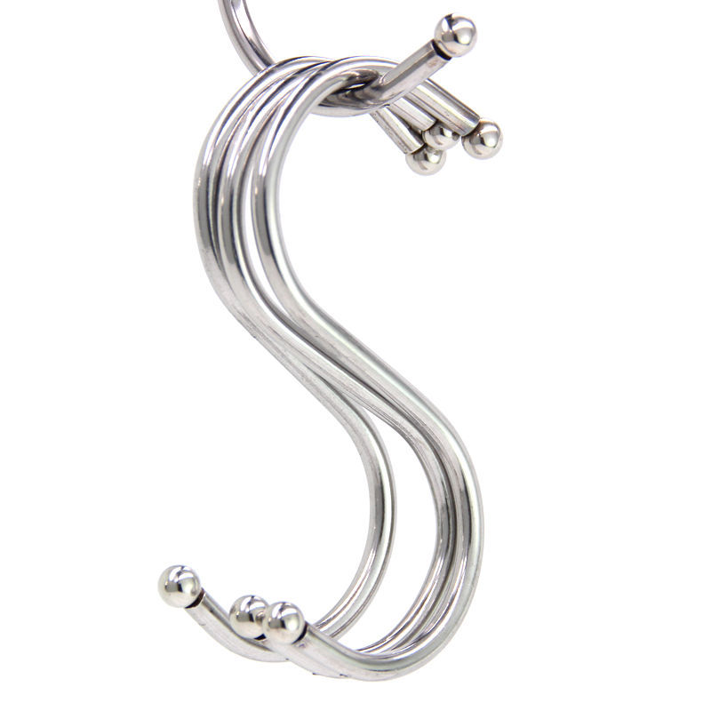 散货批发S型挂钩 s钩 多用厨具厨房收纳s挂钩带珠挂衣服金属s勾子