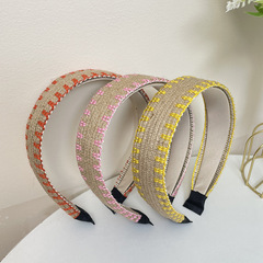 新款法式簡約編織發箍女 時尚百搭寬邊高顱頂壓發卡出門必備髮飾