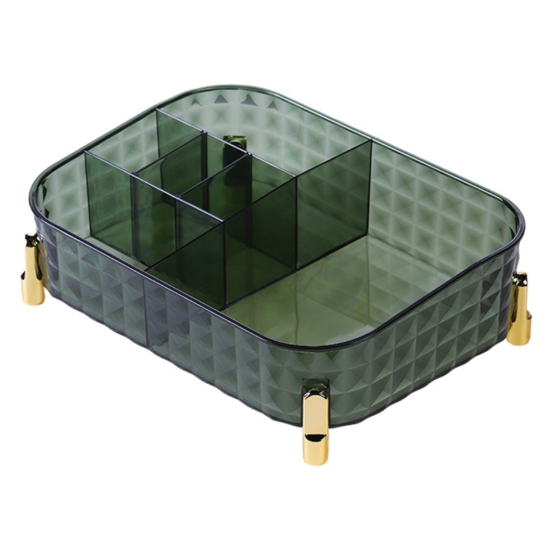 Luz de lujo cosméticos caja de almacenamiento escritorio transparente cosméticos caja de almacenamiento organizador almacenamiento cesta almacenamiento rack