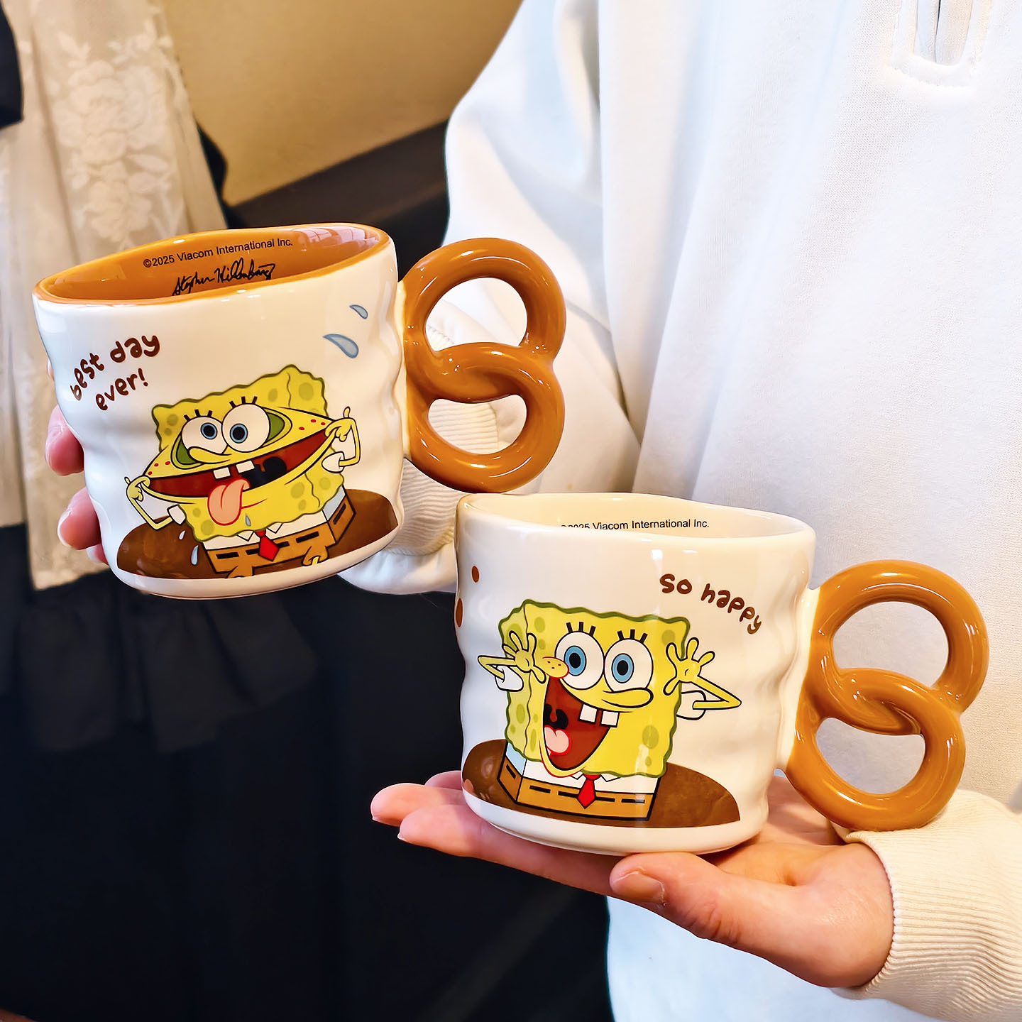 Auténtico SpongeBob cerámica marca taza doméstica 2025 nuevo trabajo de oficina de alto valor taza de café de oficina
