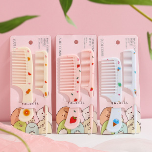 Cartoon Printed Cute Strawberry Pattern Kidsren's Comb Set Carry-on Baby Comb Shape Pointed Tail Comb