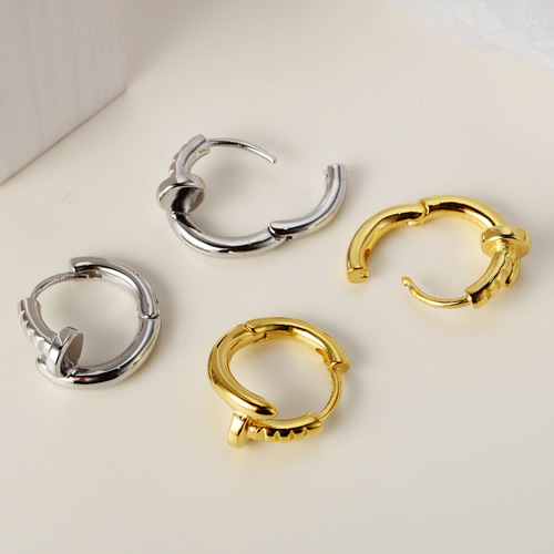 E6017 Korean version S925 sterling silver nail earrings for women ins personality versatile fashion earrings silver ear jewelry