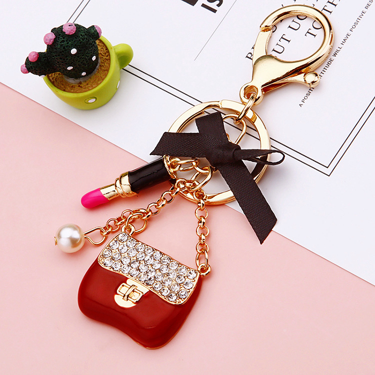Modern Style Color Block Metal Inlay Rhinestones Women's Keychain display picture 3