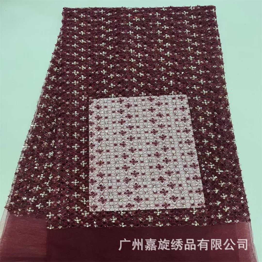 Nuevo producto: tela de malla con cuentas de burbujas y diseño de flor de ciruelo en capas con bloques de color, bordado con cordón, tela de moda para vestidos, accesorios para bolsos, zapatos y sombreros. image 7