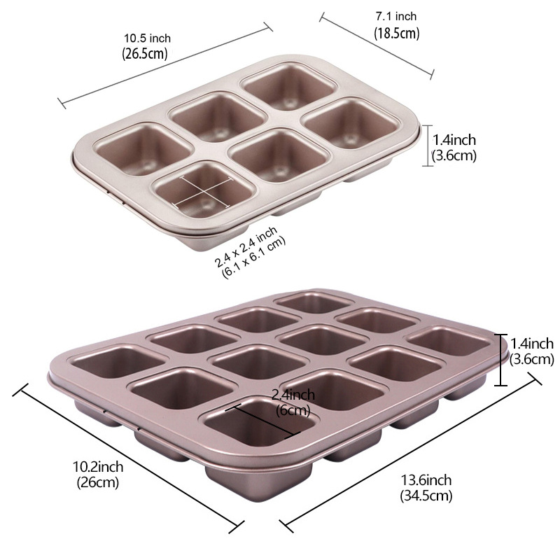 Mini Toast 6-in-a-Row Meal Pack Bread Cake Mold Baking Burger Home Use Baking Tray Oven-Specific 12-in-a-Row