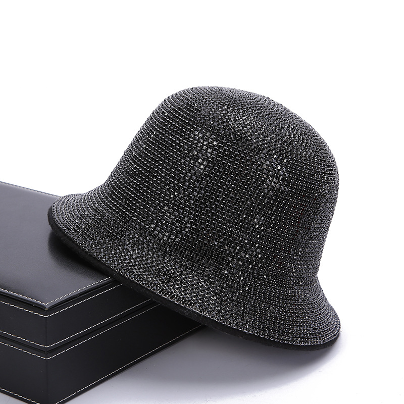 Nuevo sombrero de pescador retro europeo y americano de gama alta rhinestone cuenca sombrero de verano de las mujeres sombrero de sol rendimiento de moda sombrero transfronterizo