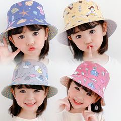 Factory Double-Sided Fisherman Hat for Kids, Sunshade Children's Hat, Sun Protection for Girls, Baby Spring and Summer New Bowl Hat, Cute and Adorable