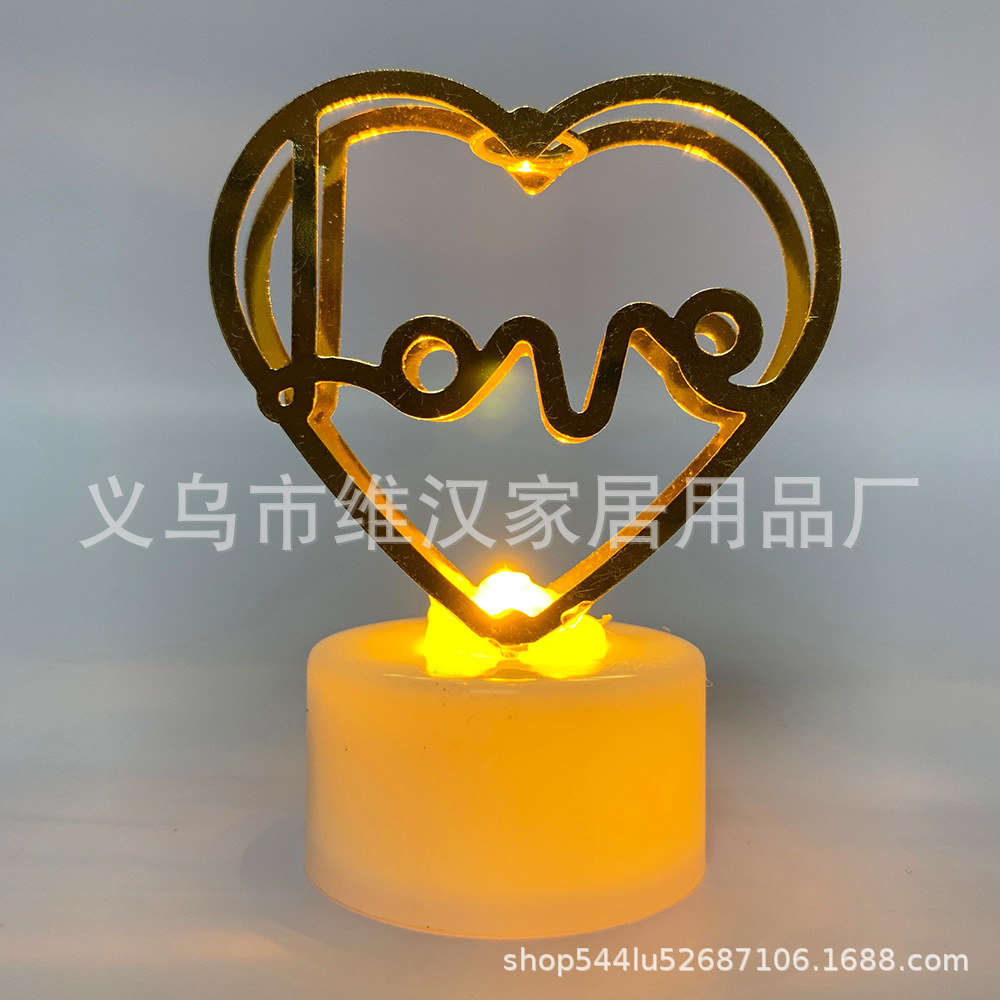 Transfronterizo Oriente Medio malla de alambre hueca dorada lámpara de vela electrónica de hierro forjado lámpara de noche LED decoración de escritorio iluminación