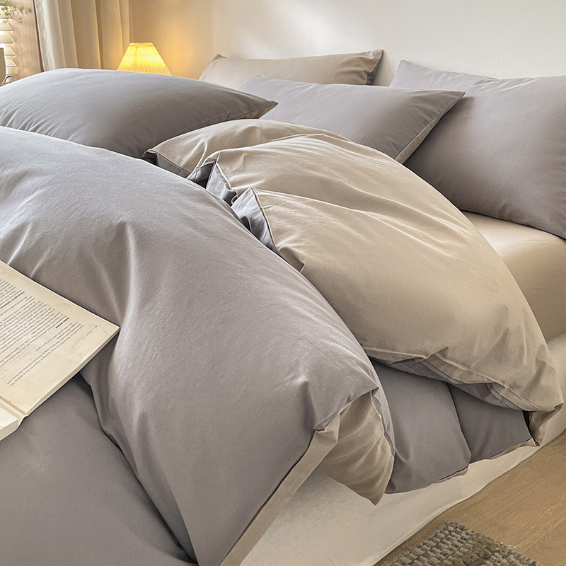 Cama de algodón de clase A de cuatro piezas de algodón 2025 nueva funda de edredón de alta gama sábana ropa de cama simple juego de tres piezas