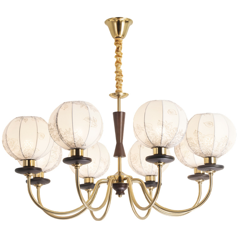Gran vista del jardín candelabrera de la sala de estar francesa estilo retro nuevo modelo simple de madera maciza iluminación de la sala de comedor 194L