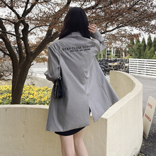 新款字母刺绣小西装外外套女2023春秋季韩版设计感小众西服上衣