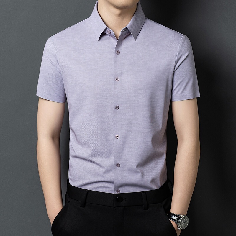 Men's Silk Shirt from the Boutique, Summer 2026, Versatile, Wrinkle-Free, Anti-Wrinkle, Casual Shirt for Young and Middle-Aged Men Men's Silk Shirt from the Boutique, Summer 2026, Versatile, Wrinkle-Free, Anti-Wrinkle, Casual Shirt for Young and Middle-Aged Men