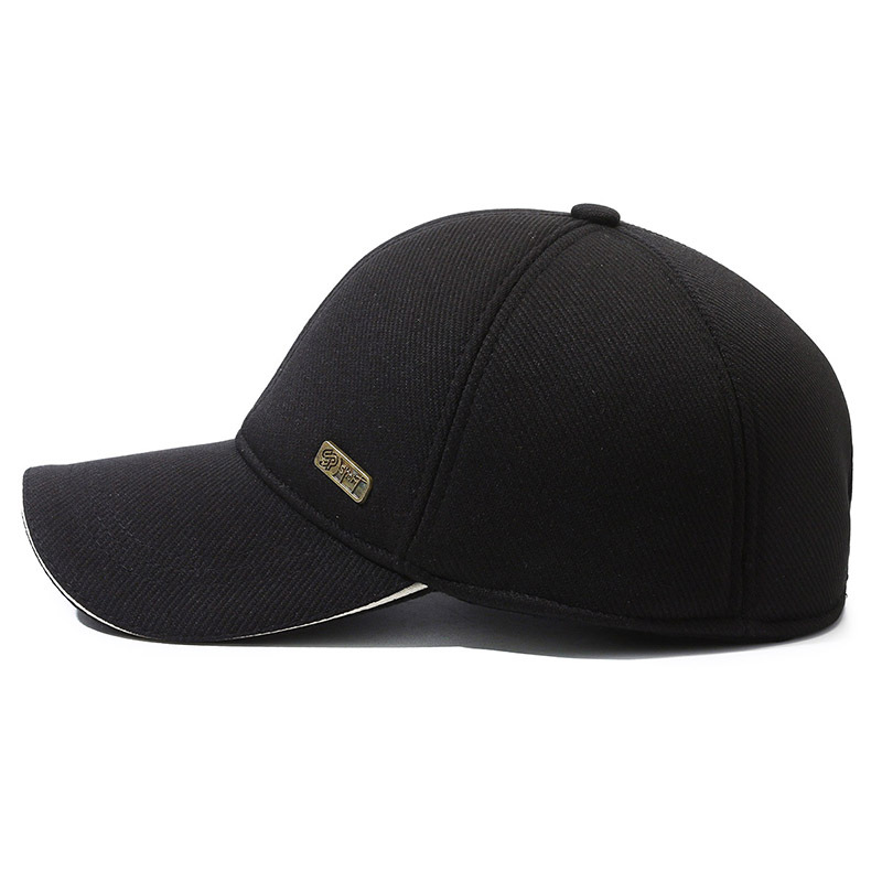 Velvet Baseball Cap For Men Warm Winter Outdoor Hat With Ear Flaps_voghion.com