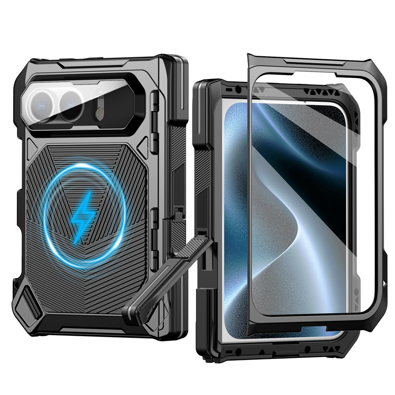 Suitable for iPhone Duo Metal Magnetic Stand Phone Case with Full Lens Protection and Anti-Drop Cover 18 Cross-Border Supply