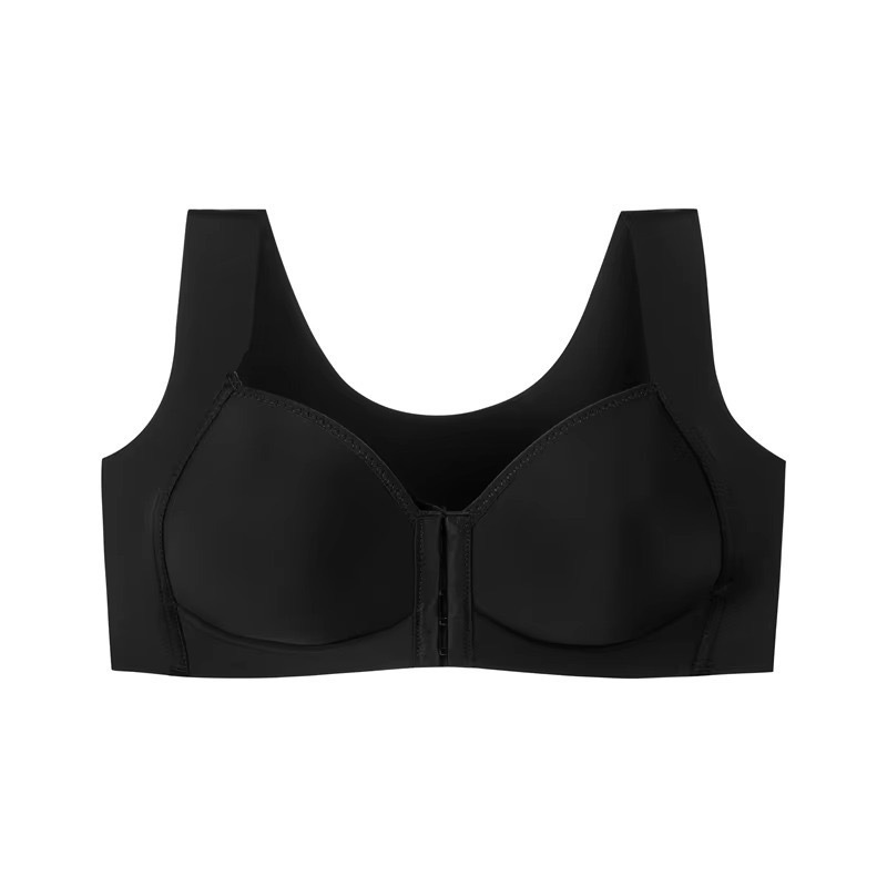 Botón delantero transfronterizo hermoso sujetador de talla grande con espalda brillante estilo delgado recogido sin anillo de acero hebilla delantera ropa interior sujetador antiflacidez para mujer