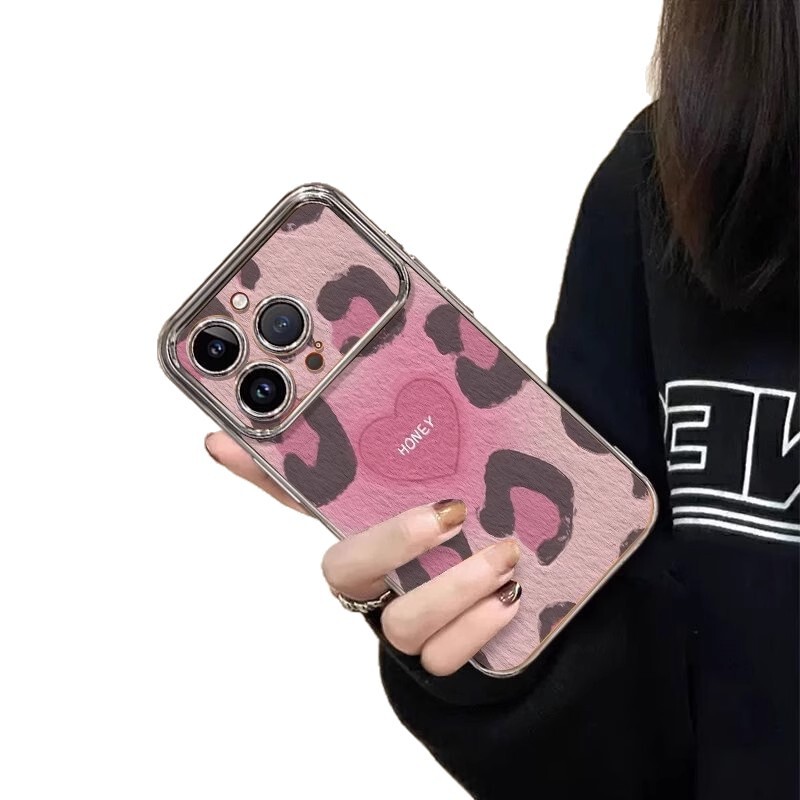 粉色豹纹适用iPhone17手机壳华为苹果16promax大视窗15保护套14|undefined