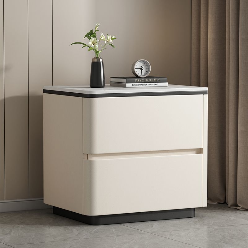 Solid Wood Integrated Light Luxury Installation-Free Bedside Table Simple Modern Rock Board New Bedroom Bedside Cabinet Home Storage Cabinet