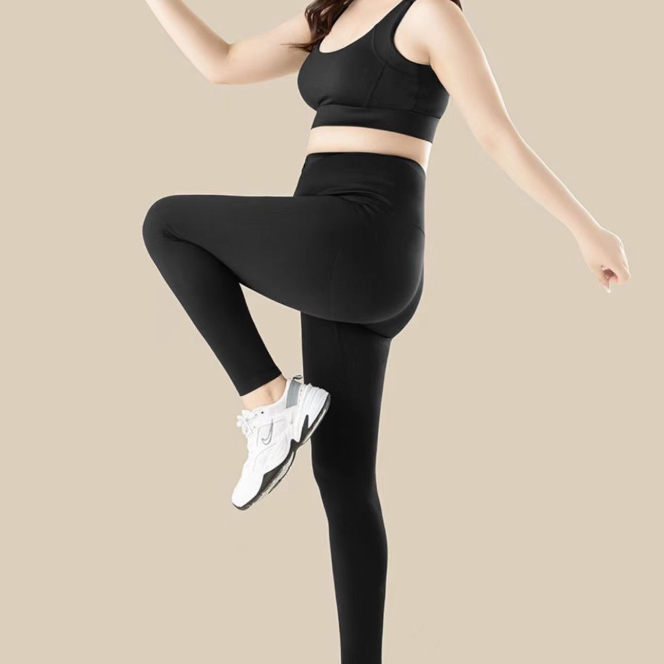 Plus tamaño más tamaño pantalones de tiburón desgaste exterior de las mujeres primavera y otoño delgada cintura alta cadera levantamiento vientre contratación flaco Barbie pantalones recortados Leggings
