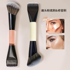 跨境单支双头化妆刷 一字型粉底刷轮廓刷修容刷腮红刷散粉刷美妆