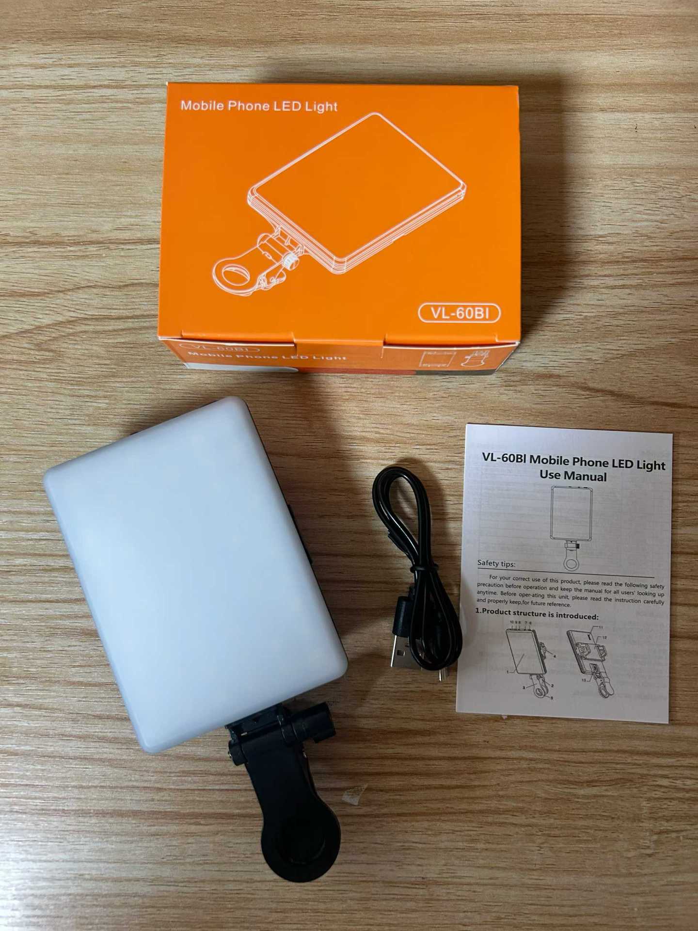 VL-60BI夹子补光灯直播手机拍照摄影专用随身便携式RGB氛围灯补光
