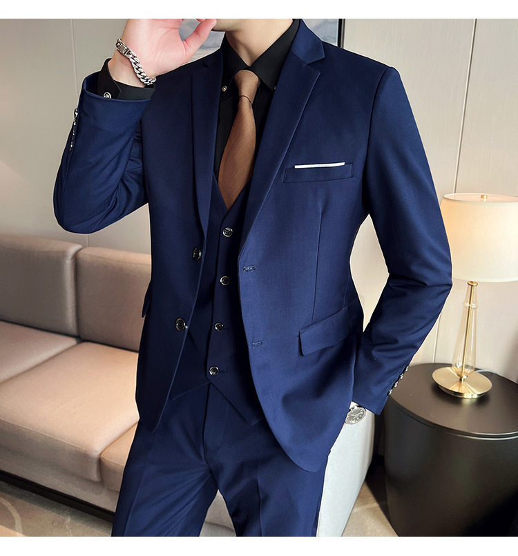 Bộ vest nam ba món ôm dáng, áo vest công sở cho nhân viên văn phòng và chú rể — Burgundy (áo đơn hai nút), Burgundy (áo đơn một nút), Màu xanh (áo đơn hai nút), Màu xanh (áo đơn một nút) chi tiết 37