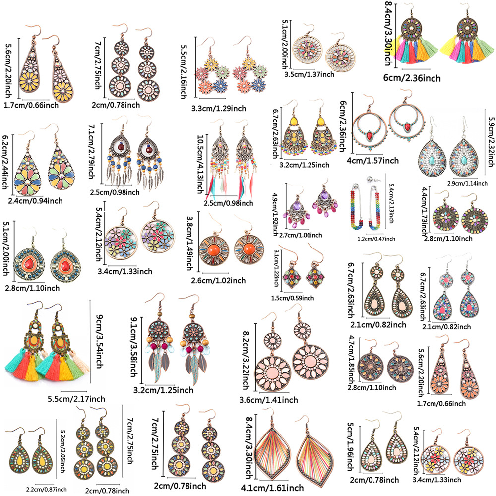 15g Weight Alloy Ear Needle Material Drop Earrings Classification 1 Pair Quantity Daily, Street Occasion Zinc alloy Material Geometric Pattern All Seasons Season Women's Gender Polished Finish Ethnic Style Style 1 Pair Ethnic Style Geometric Zinc Alloy Drop Earrings 无