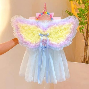 Children's Day butterfly angel wings little girl performance props elf wings back jewelry fairy skirt suit