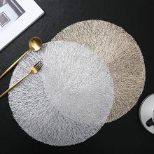 6/4PCS Round Placemats Restaurant Hollow PVC Coasters跨境专