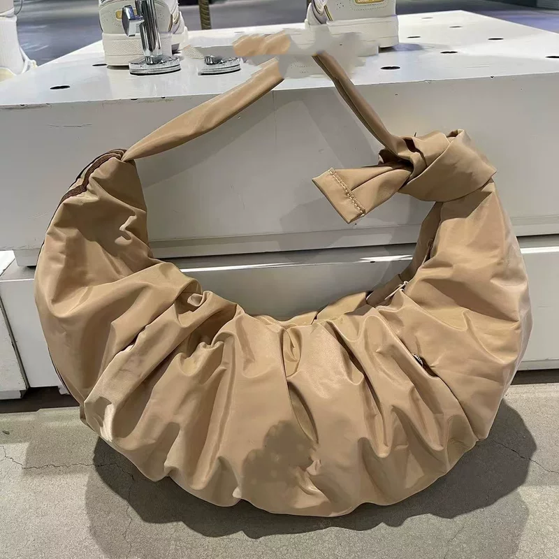 Clover Brown 2025 New Cloud Croissant Pleated Dumpling Bag Sports Shoulder Crossbody Underarm Croissant
