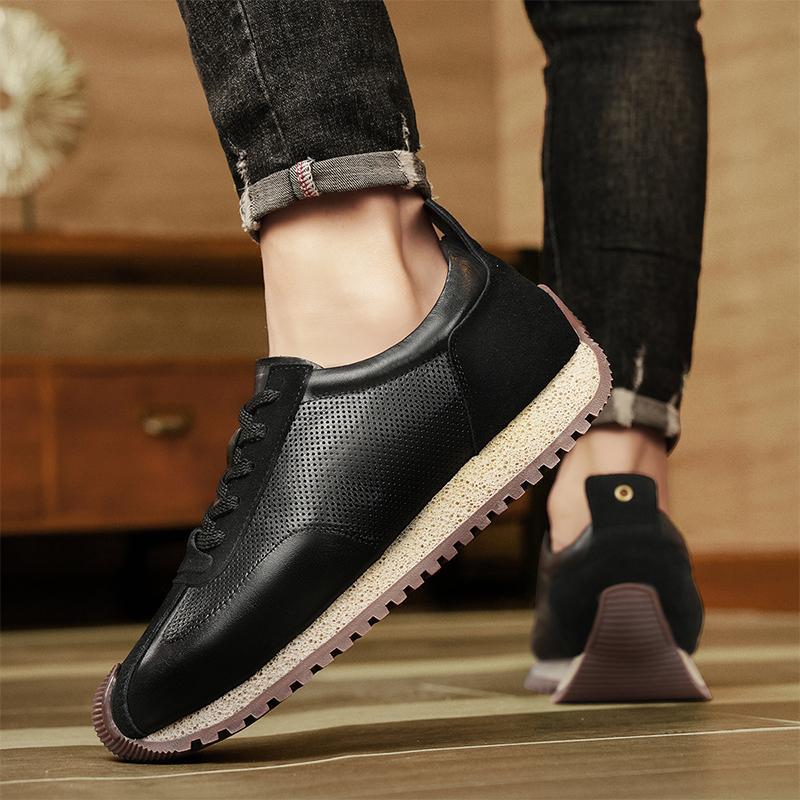 Zapatos de hombre de estilo caliente de celebridades de Internet 2025 primavera zapatos de hombre delgados zapatos deportivos de cuero casuales Forrest Gump zapatos para correr transpirables para hombre